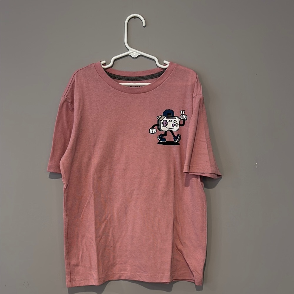 Old Navy Game Controller Man-Pink Kids Short Sleeve Tee
